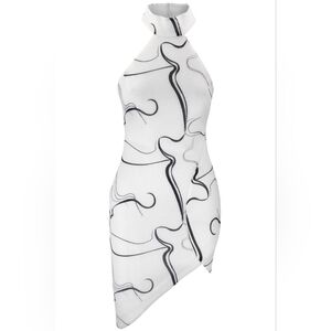 NEW - Elliatt Black and White Asymmetrical Bodycon Cocktail Dress